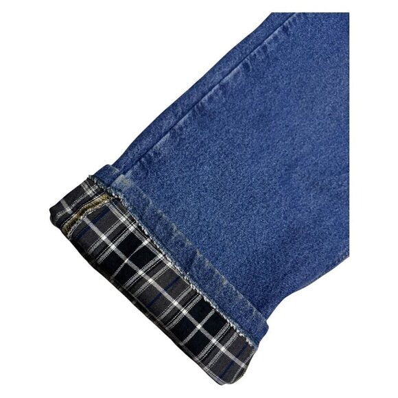 Carhartt Relaxed Fit Flannel Plaid Lined Blue Work Denim Jeans Mens 36x26 - Picture 7 of 8